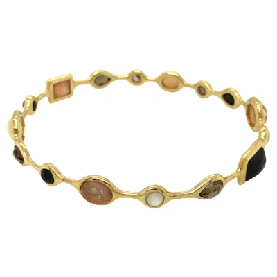Pre-owned Ippolita Rock Candy Mother Of Pearl And Multi Gemstones Bangle Bracelet 18k