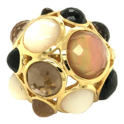Pre-owned Ippolita Rock Candy Mother Of Pearl/ Multi Stones Dome Ring 18k Yellow Gold Sz 7