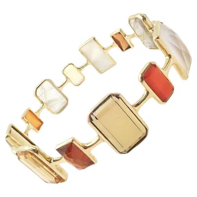 Pre-owned Ippolita Rock Candy Newport Yellow Gold Large Quartz Bangle Bracelet