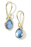 Ippolita 18k Gold Rock Candy Teardrop Earrings In Rock Quartz Mop And Lapis Triplet In Gold