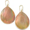 Ippolita 18k Yellow Gold Polished Rock Candy Brown Shell Large Teardrop Earrings In Yellow Gold/brown Shell