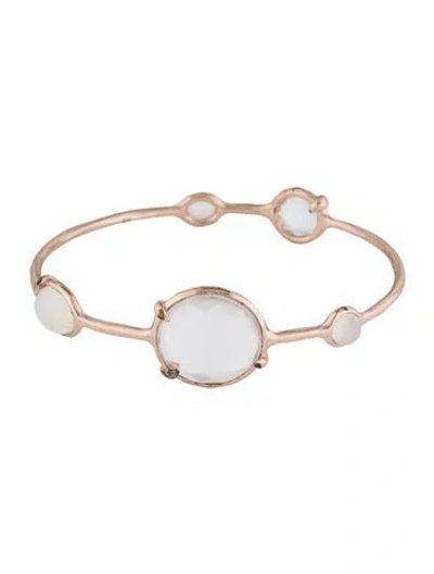 Pre-owned Ippolita Rosè Moonstone, Quartz & Diamond Bangle, 8" In Multi
