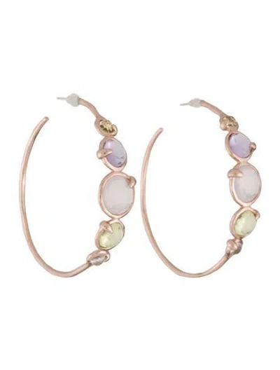 Pre-owned Ippolita Rosé Multi-stone Hoop Earrings In Multicolor