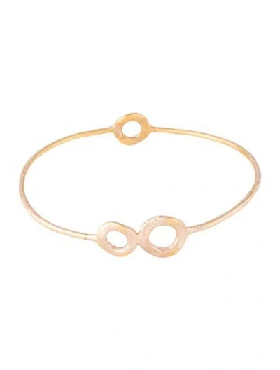 Pre-owned Ippolita Rosé Open Wavy Disc Bangle Bracelet, 8" In Multicolor