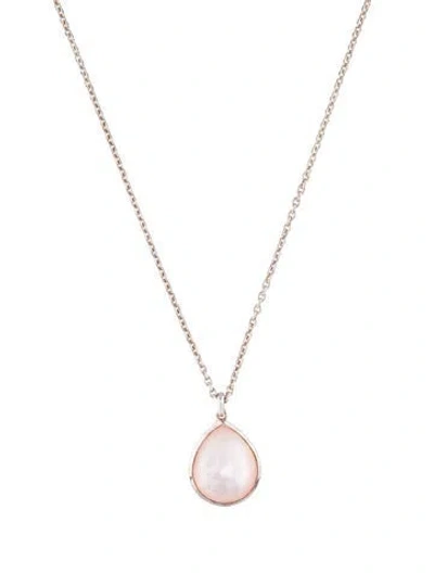 Pre-owned Ippolita Rose Quartz & Mother Of Pearl Large Teardrop Pendant Necklace, 18" In Multicolor