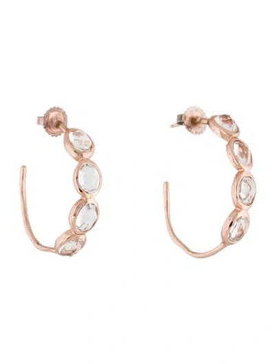 Pre-owned Ippolita Rosé Quartz Hoop Earrings In Multi