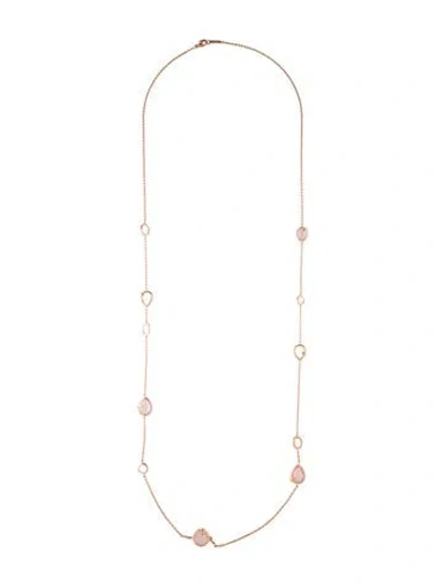 Pre-owned Ippolita Rose Quartz Rosé Station Necklace, 37" In Multicolor