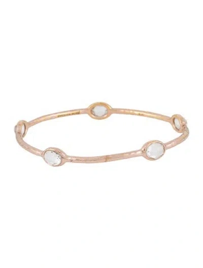 Pre-owned Ippolita Rosé Quartz Station Bangle Bracelet, 7.75" In Multi