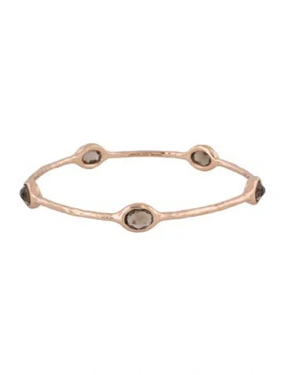 Pre-owned Ippolita Rosé Smoky Quartz Station Bangle Bracelet, 7.75" In Multi