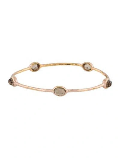 Pre-owned Ippolita Rose Smoky Quartz Station Bangle Bracelet, 7.75" In Multi