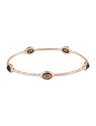 Pre-owned Ippolita Rosé Smoky Quartz Station Bangle Bracelet, 8.25" In Multicolor
