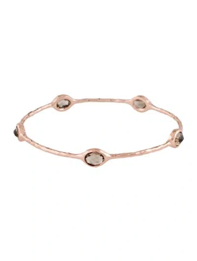 Pre-owned Ippolita Rosé Smoky Quartz Station Bangle Bracelet, 8.25" In Multicolor