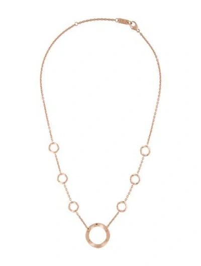 Pre-owned Ippolita Rosé Wavy Circle Station Necklace, 18" In Multicolor
