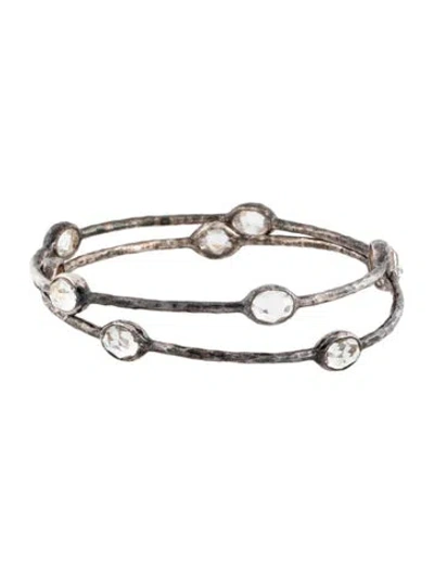 Pre-owned Ippolita Set Of Two-rock Crystal Station Bangles, 7.5" In Multicolor