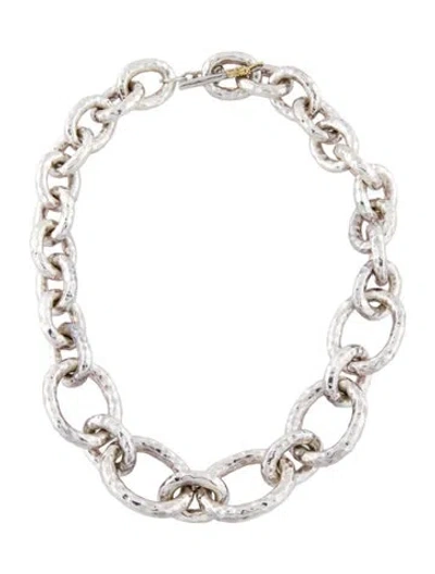 Pre-owned Ippolita Short Hammered Bastille Chunky Link Necklace, 19" In Multi