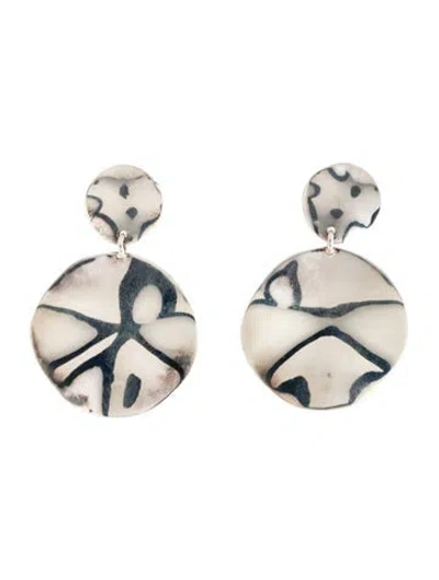Pre-owned Ippolita Small Wavy Disc Modern Snowman Drop Earrings In Multicolor
