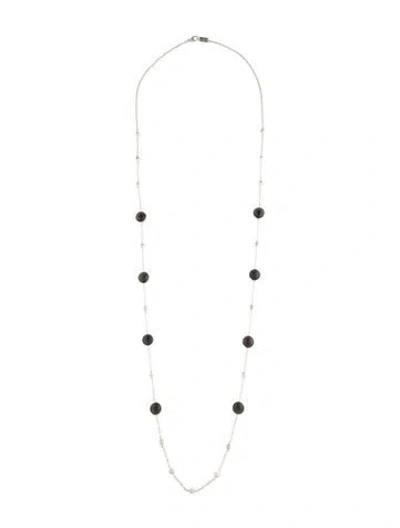 Pre-owned Ippolita Smoky Quartz Ball & Stone Station Necklace, 38" In Multi