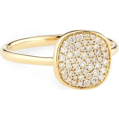Ippolita Stardust Small Flower Pavé Diamond Disc Ring In Yellow Gold/green
