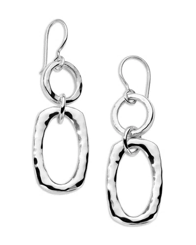 Ippolita Sterling Silver 925 Classico Hammered & Polished Double Ring Drop Earrings In Metallic