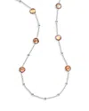 Ippolita Sterling Silver 925 Lollipop Brown Shell & Rock Crystal Ball & Stone Long Statement Necklace, 36 In Silver
