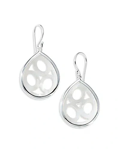 Ippolita Sterling Silver 925 Polished Rock Candy Mother Of Pearl Mosaic Cut Out Drop Earrings In White/silver