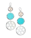 IPPOLITA STERLING SILVER 925 POLISHED ROCK CANDY MULTI STONE CUT OUT TRIPLE DROP EARRINGS