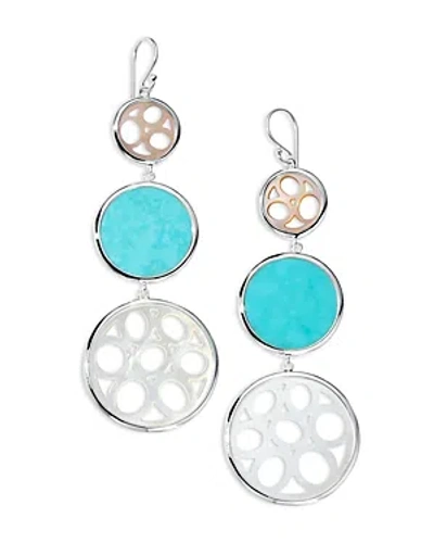 Ippolita Sterling Silver 925 Polished Rock Candy Multi Stone Cut Out Triple Drop Earrings In Metallic