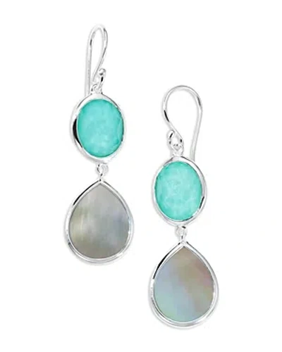 Ippolita Women's Polished Rock Candy Oval & Teardrop Sterling Silver, Turquoise Doublet & Brown Shell Drop Ea