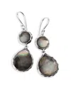 Ippolita Sterling Silver 925 Rock Candy Black Shell Doublet Double Drop Earrings In Black/silver