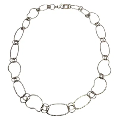 Pre-owned Ippolita Sterling Silver Classico Prosper Hammered Kidney Bean Necklace #19451 In Multi