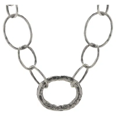 Pre-owned Ippolita Sterling Silver Hammered Circle Link Necklace In Multi
