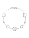 Ippolita Sterling Silver Lollipop Mother-of-pearl & Clear Quartz Crystal Doublet Chain Bracelet In White/silver