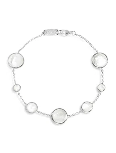 IPPOLITA STERLING SILVER LOLLIPOP MOTHER-OF-PEARL & CLEAR QUARTZ CRYSTAL DOUBLET CHAIN BRACELET,SB1468DFMOPMOP