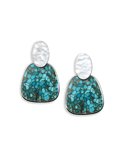 Ippolita Sterling Silver Polished Rock Candy Turquoise Crinkle Oval Earrings In Gray
