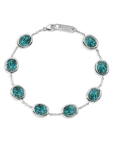 Ippolita Sterling Silver Polished Rock Candy Turquoise Mini Oval Slice Chain Bracelet In Blue