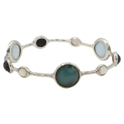 Pre-owned Ippolita Sterling Silver Rock Candy Multi-colored Gemstone Bangle Bracelet In Multiple