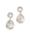 Ippolita Wonderland Mother-of-pearl, Clear Quartz & Sterling Silver Teardrop Snowman Doublet Post Earrings In White/silver