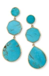 Ippolita 18k Yellow Gold Polished Rock Candy Drop Earrings In Turquoise In Gold/turquoise