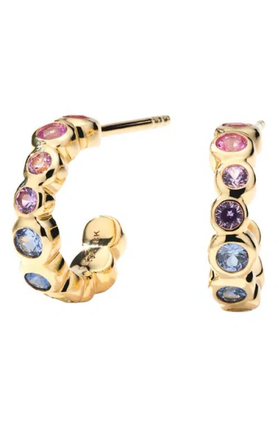 Ippolita 18k Starlet Tiny Hoop Earrings With Rainbow Sapphires In Sapphire Rainbow