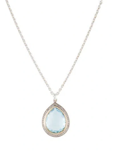 Pre-owned Ippolita Topaz & Diamond Pendant Necklace, 18" In Multi