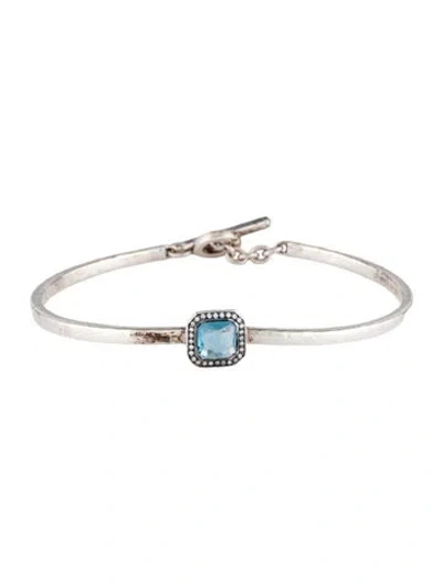 Pre-owned Ippolita Topaz & Diamond Station Toggle Bangle Bracelet, 6.5", 6.5" In Multi