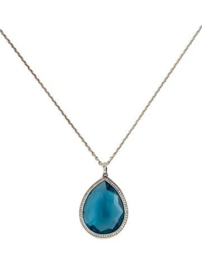 Pre-owned Ippolita Topaz & Diamond Stella Teardrop Pendant Necklace, 18" In Multi