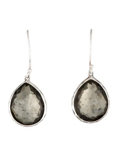 Pre-owned Ippolita Topaz & Pyrite Doublet Teardrop Earrings In Multicolor