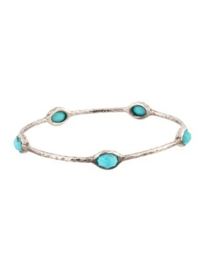 Pre-owned Ippolita Turquoise 5-stone Bangle, 8" In Multicolor