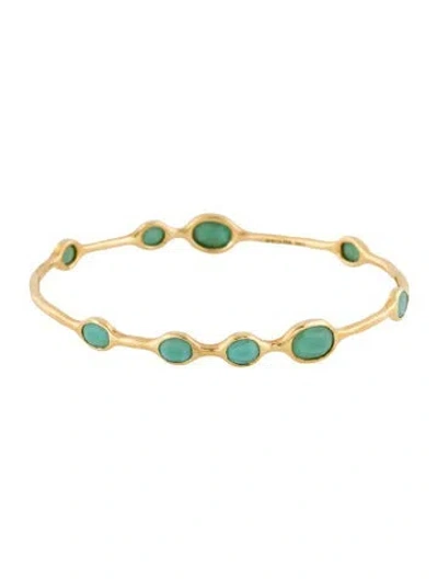 Pre-owned Ippolita Turquoise 9 Stone Bangle, 7.75" In Multi