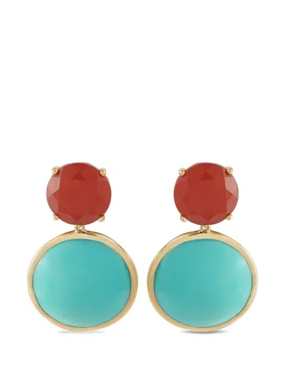 Pre-owned Ippolita Turquoise And Carnelian Earrings In Gold