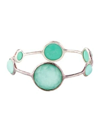Pre-owned Ippolita Turquoise & Quartz Doublet Rock Candy Bangle, 8" In Multi