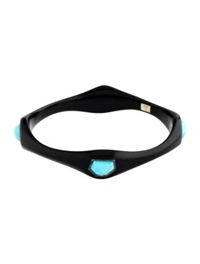 Pre-owned Ippolita Turquoise & Resin Bangle Bracelet, 7" In Black