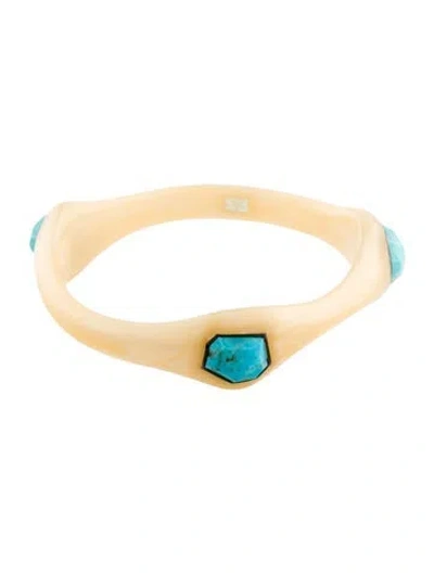 Pre-owned Ippolita Turquoise & Resin Bangle Bracelet, 8" In Yellow