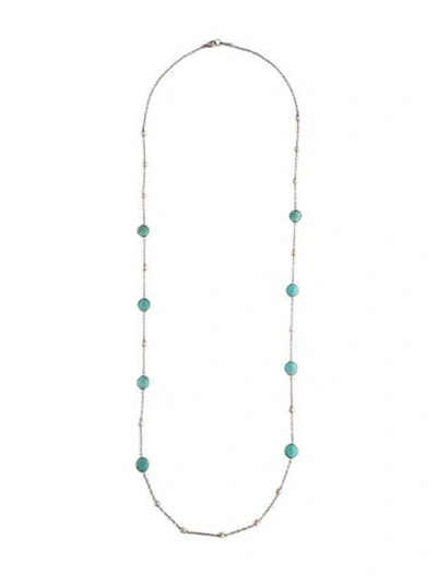 Pre-owned Ippolita Turquoise Ball & Stone Station Necklace, 38" In Blue